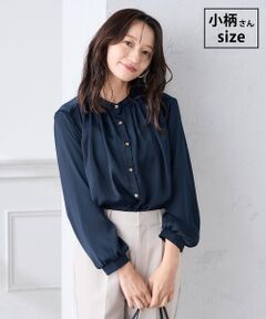 a.v.v / アー・ヴェ・ヴェ シャツ・ブラウス | 【低身長サイズ】【洗える】サテンギャザーブラウス