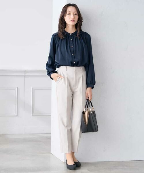 a.v.v / アー・ヴェ・ヴェ シャツ・ブラウス | 【低身長サイズ】【洗える】サテンギャザーブラウス | 詳細11