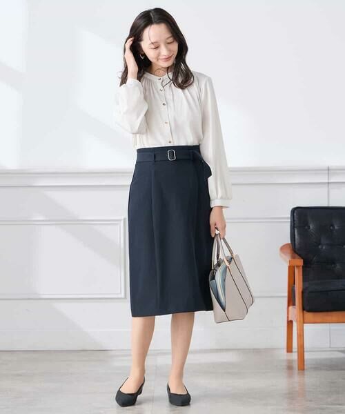 a.v.v / アー・ヴェ・ヴェ シャツ・ブラウス | 【低身長サイズ】【洗える】サテンギャザーブラウス | 詳細20