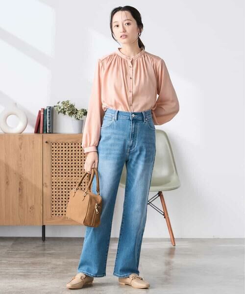 a.v.v / アー・ヴェ・ヴェ シャツ・ブラウス | 【低身長サイズ】【洗える】サテンギャザーブラウス | 詳細7