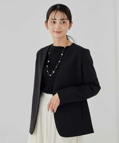 a.v.v / アー・ヴェ・ヴェ ノーカラージャケット | 【洗える/ストレッチ/セットアップ対応】ダブルクロスVネックノーカラージャケット | 詳細10