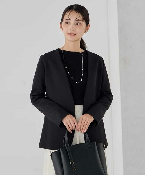 a.v.v / アー・ヴェ・ヴェ ノーカラージャケット | 【洗える/ストレッチ/セットアップ対応】ダブルクロスVネックノーカラージャケット | 詳細11