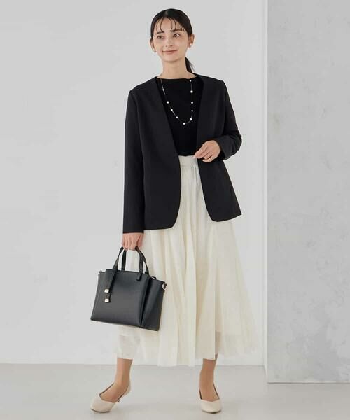 a.v.v / アー・ヴェ・ヴェ ノーカラージャケット | 【洗える/ストレッチ/セットアップ対応】ダブルクロスVネックノーカラージャケット | 詳細14