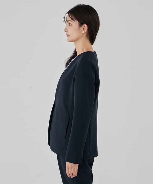 a.v.v / アー・ヴェ・ヴェ ノーカラージャケット | 【洗える/ストレッチ/セットアップ対応】ダブルクロスVネックノーカラージャケット | 詳細18
