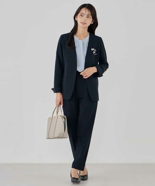 a.v.v / アー・ヴェ・ヴェ ノーカラージャケット | 【洗える/ストレッチ/セットアップ対応】ダブルクロスVネックノーカラージャケット | 詳細3