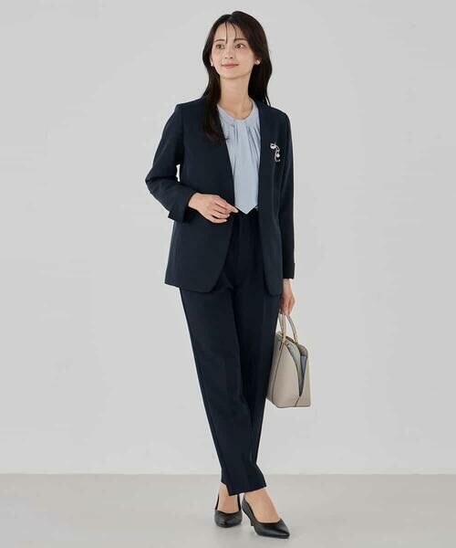 a.v.v / アー・ヴェ・ヴェ ノーカラージャケット | 【洗える/ストレッチ/セットアップ対応】ダブルクロスVネックノーカラージャケット | 詳細4