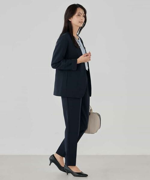 a.v.v / アー・ヴェ・ヴェ ノーカラージャケット | 【洗える/ストレッチ/セットアップ対応】ダブルクロスVネックノーカラージャケット | 詳細5