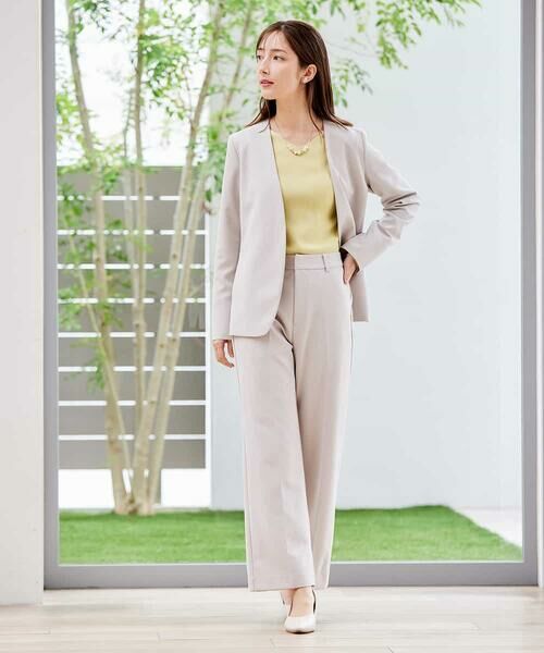 a.v.v / アー・ヴェ・ヴェ ノーカラージャケット | 【洗える/ストレッチ/セットアップ対応】ダブルクロスVネックノーカラージャケット | 詳細9