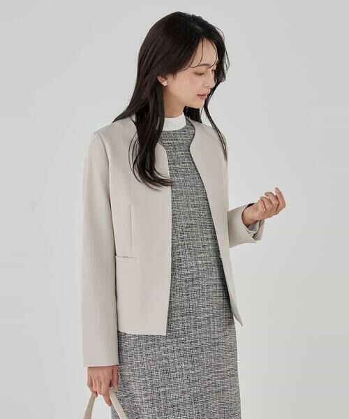 a.v.v / アー・ヴェ・ヴェ ノーカラージャケット | 【洗える/ストレッチ/セットアップ対応】ダブルクロスキーネックジャケット | 詳細10