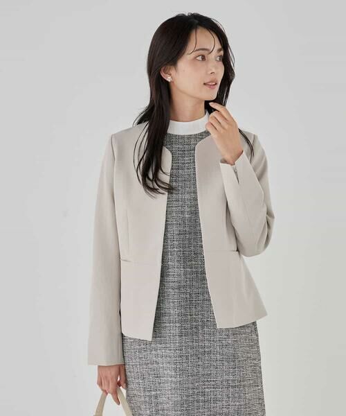 a.v.v / アー・ヴェ・ヴェ ノーカラージャケット | 【洗える/ストレッチ/セットアップ対応】ダブルクロスキーネックジャケット | 詳細11