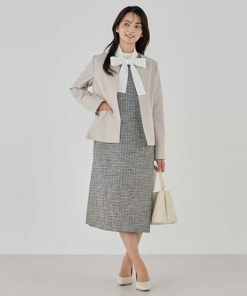 a.v.v / アー・ヴェ・ヴェ ノーカラージャケット | 【洗える/ストレッチ/セットアップ対応】ダブルクロスキーネックジャケット | 詳細14