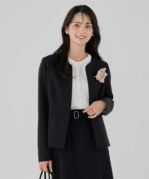 a.v.v / アー・ヴェ・ヴェ ノーカラージャケット | 【洗える/ストレッチ/セットアップ対応】ダブルクロスキーネックジャケット | 詳細27