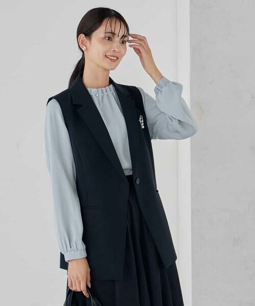 a.v.v / アー・ヴェ・ヴェ テーラードジャケット | 【洗える/ストレッチ/セットアップ対応】ダブルクロステーラードジレ | 詳細2