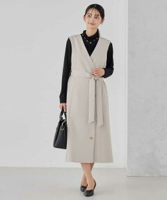 a.v.v / アー・ヴェ・ヴェ ロング・マキシ丈ワンピース | 【洗える/ストレッチ/セットアップ対応】ダブルクロスロングジレワンピース