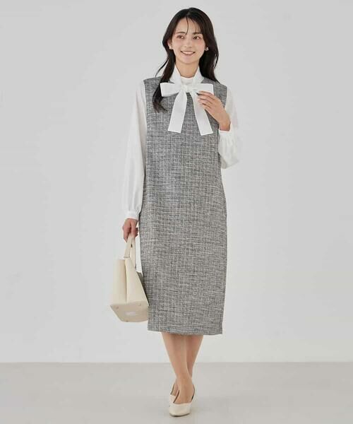 a.v.v / アー・ヴェ・ヴェ ロング・マキシ丈ワンピース | ツイードボウタイワンピース | 詳細12