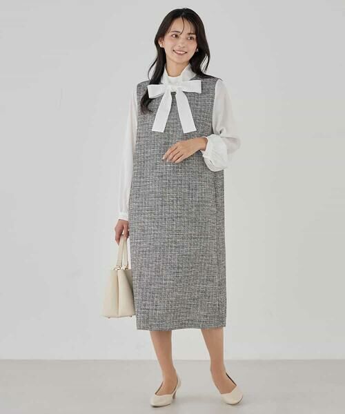 a.v.v / アー・ヴェ・ヴェ ロング・マキシ丈ワンピース | ツイードボウタイワンピース | 詳細13