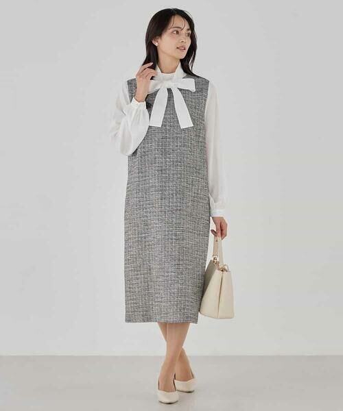 a.v.v / アー・ヴェ・ヴェ ロング・マキシ丈ワンピース | ツイードボウタイワンピース | 詳細15
