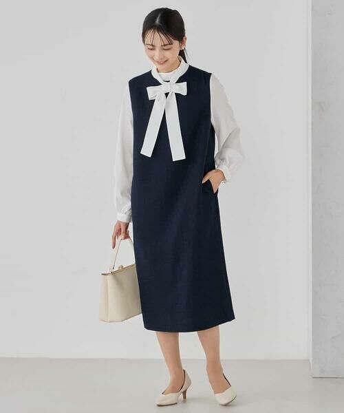 a.v.v / アー・ヴェ・ヴェ ロング・マキシ丈ワンピース | ツイードボウタイワンピース | 詳細5