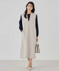 a.v.v / アー・ヴェ・ヴェ ロング・マキシ丈ワンピース | 【洗える/ストレッチ】ダブルクロスジャンパードレス