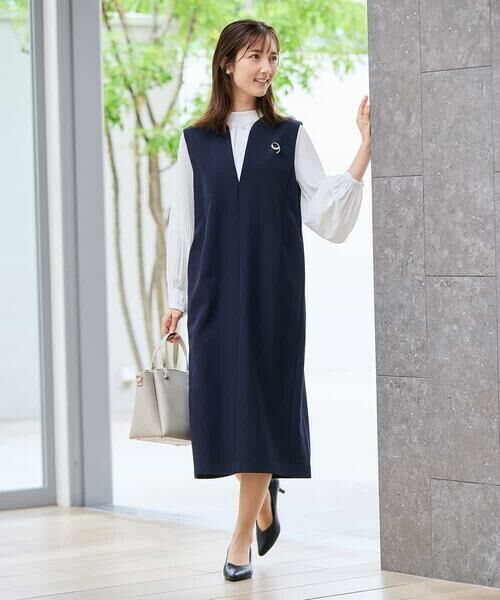 a.v.v / アー・ヴェ・ヴェ ロング・マキシ丈ワンピース | 【洗える/ストレッチ】ダブルクロスジャンパードレス | 詳細11