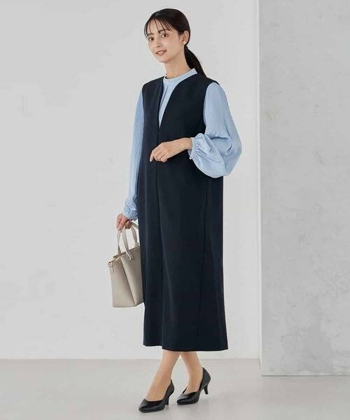 a.v.v / アー・ヴェ・ヴェ ロング・マキシ丈ワンピース | 【洗える/ストレッチ】ダブルクロスジャンパードレス | 詳細2