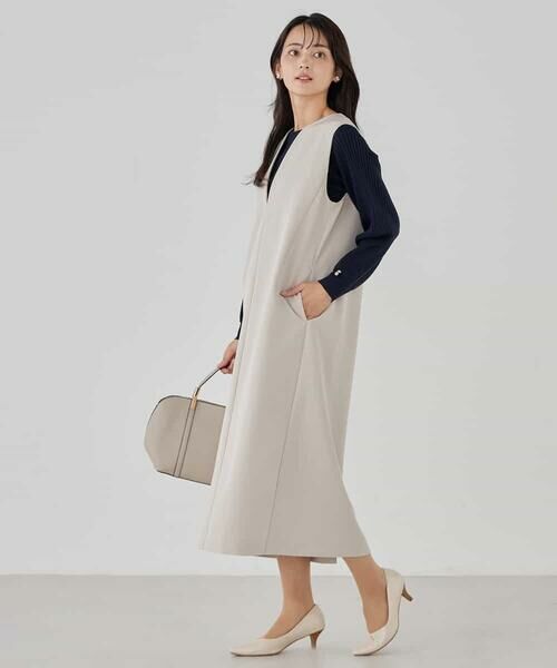 a.v.v / アー・ヴェ・ヴェ ロング・マキシ丈ワンピース | 【洗える/ストレッチ】ダブルクロスジャンパードレス | 詳細21