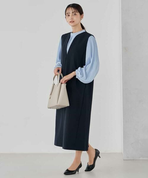 a.v.v / アー・ヴェ・ヴェ ロング・マキシ丈ワンピース | 【洗える/ストレッチ】ダブルクロスジャンパードレス | 詳細3