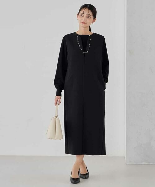 a.v.v / アー・ヴェ・ヴェ ロング・マキシ丈ワンピース | 【洗える/ストレッチ】ダブルクロスジャンパードレス(ブラック)