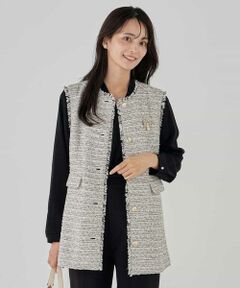 a.v.v / アー・ヴェ・ヴェ セットアップ | ミックスツイードペプラムジレ