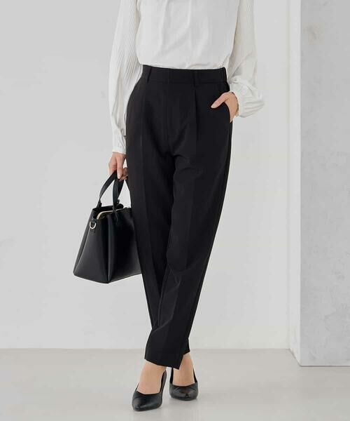 a.v.v / アー・ヴェ・ヴェ チノ・ワークパンツ | 【洗える/ストレッチ/セットアップ対応】ダブルクロステーパードパンツ(ブラック)