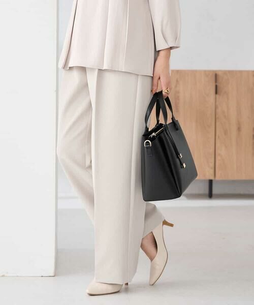 a.v.v / アー・ヴェ・ヴェ その他パンツ | 【洗える/ストレッチ/セットアップ対応】ダブルクロスワイドパンツ(グレージュ)