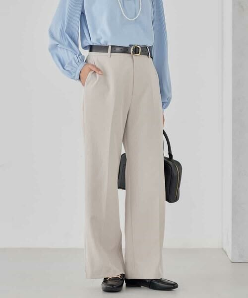 a.v.v / アー・ヴェ・ヴェ その他パンツ | 【洗える/ストレッチ/セットアップ対応】ダブルクロスストレートパンツ(グレージュ)