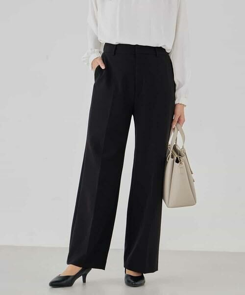 a.v.v / アー・ヴェ・ヴェ その他パンツ | 【洗える/ストレッチ/セットアップ対応】ダブルクロスストレートパンツ(ブラック)