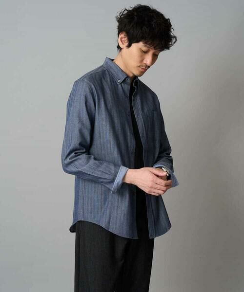 a.v.v / アー・ヴェ・ヴェ シャツ・ブラウス | 【イージーケア/毛玉になりにくい】ヘリンボーンダブルフェイスシャツ【洗濯機で洗える】 | 詳細13