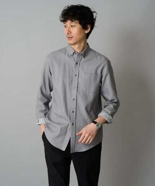 a.v.v / アー・ヴェ・ヴェ シャツ・ブラウス | 【イージーケア/毛玉になりにくい】ヘリンボーンダブルフェイスシャツ【洗濯機で洗える】 | 詳細16