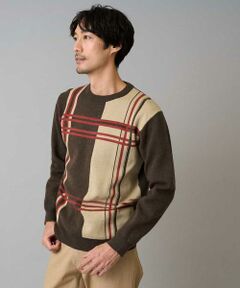 a.v.v / アー・ヴェ・ヴェ ニット・セーター | 【洗濯機で洗える】チェックジャカードクルーネックニット