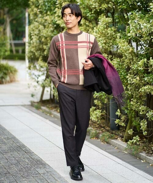 a.v.v / アー・ヴェ・ヴェ ニット・セーター | 【洗濯機で洗える】チェックジャカードクルーネックニット | 詳細1