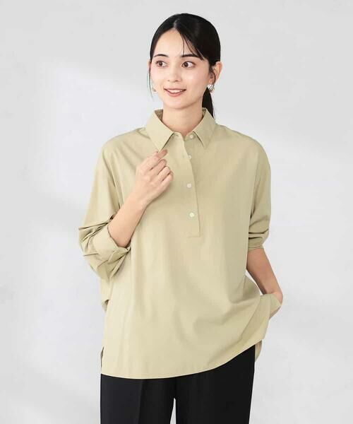a.v.v / アー・ヴェ・ヴェ シャツ・ブラウス | 【防シワ】スキッパーシャツ（カーキ）