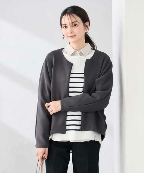 a.v.v / アー・ヴェ・ヴェ カーディガン・ボレロ | ダンボールジップカーディガン（ダークグレー）