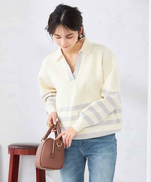 a.v.v / アー・ヴェ・ヴェ ニット・セーター | ヘンリーネックボーダーニット | 詳細3