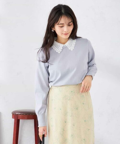 a.v.v / アー・ヴェ・ヴェ ニット・セーター | 【2WAY】レース衿付ニットプルオーバー | 詳細15