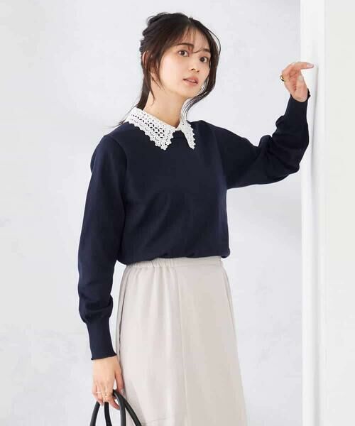 a.v.v / アー・ヴェ・ヴェ ニット・セーター | 【2WAY】レース衿付ニットプルオーバー | 詳細2