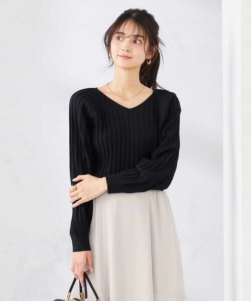 a.v.v / アー・ヴェ・ヴェ ニット・セーター | 【洗える/UVカット】プリーツライクニット（ブラック）