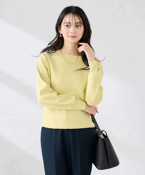 a.v.v / アー・ヴェ・ヴェ ニット・セーター | 【WEB限定/洗える/UVカット】ボートネックパフスリーブニット（ライトイエロー）