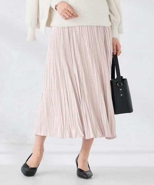 a.v.v / アー・ヴェ・ヴェ ロング・マキシ丈スカート | 【洗える】フェイクスエードランダムプリーツスカート(ピンク)