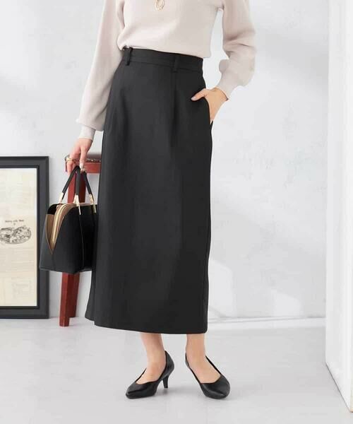 a.v.v / アー・ヴェ・ヴェ ロング・マキシ丈スカート | 【洗える】ストレッチナロースカート（ブラック）