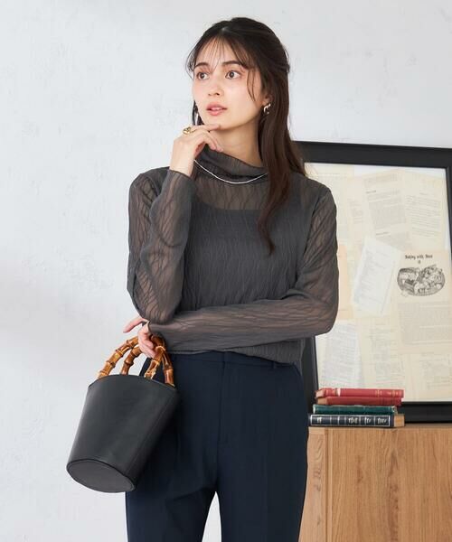 a.v.v / アー・ヴェ・ヴェ カットソー | シアーウェーブハイネックカットソー（ダークグレー）