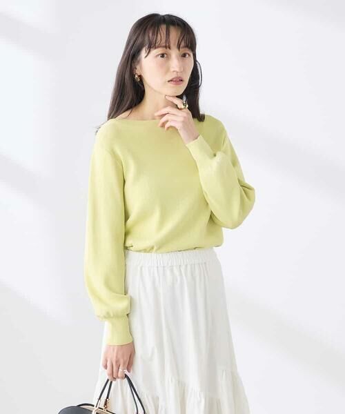 a.v.v / アー・ヴェ・ヴェ ニット・セーター | 【低身長サイズ】【WEB限定/洗える/UVカット】ボートネックパフスリーブニット（ライトイエロー）