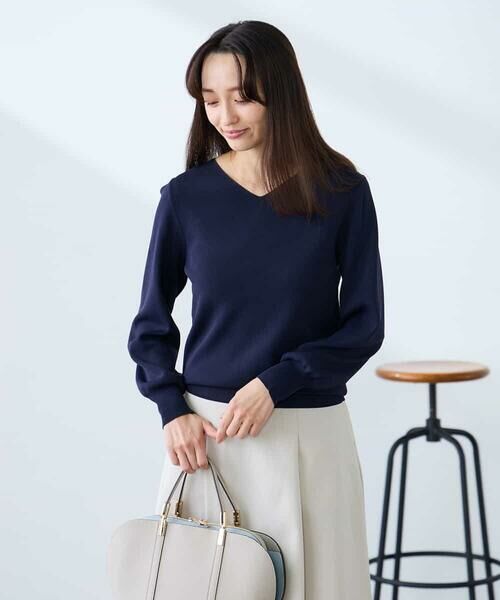 a.v.v / アー・ヴェ・ヴェ ニット・セーター | 【低身長サイズ】【洗える/UVカット】Vネックパフスリーブニット | 詳細14