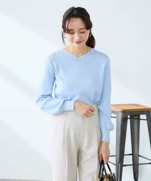 a.v.v / アー・ヴェ・ヴェ ニット・セーター | 【低身長サイズ】【洗える/UVカット】Vネックパフスリーブニット | 詳細9